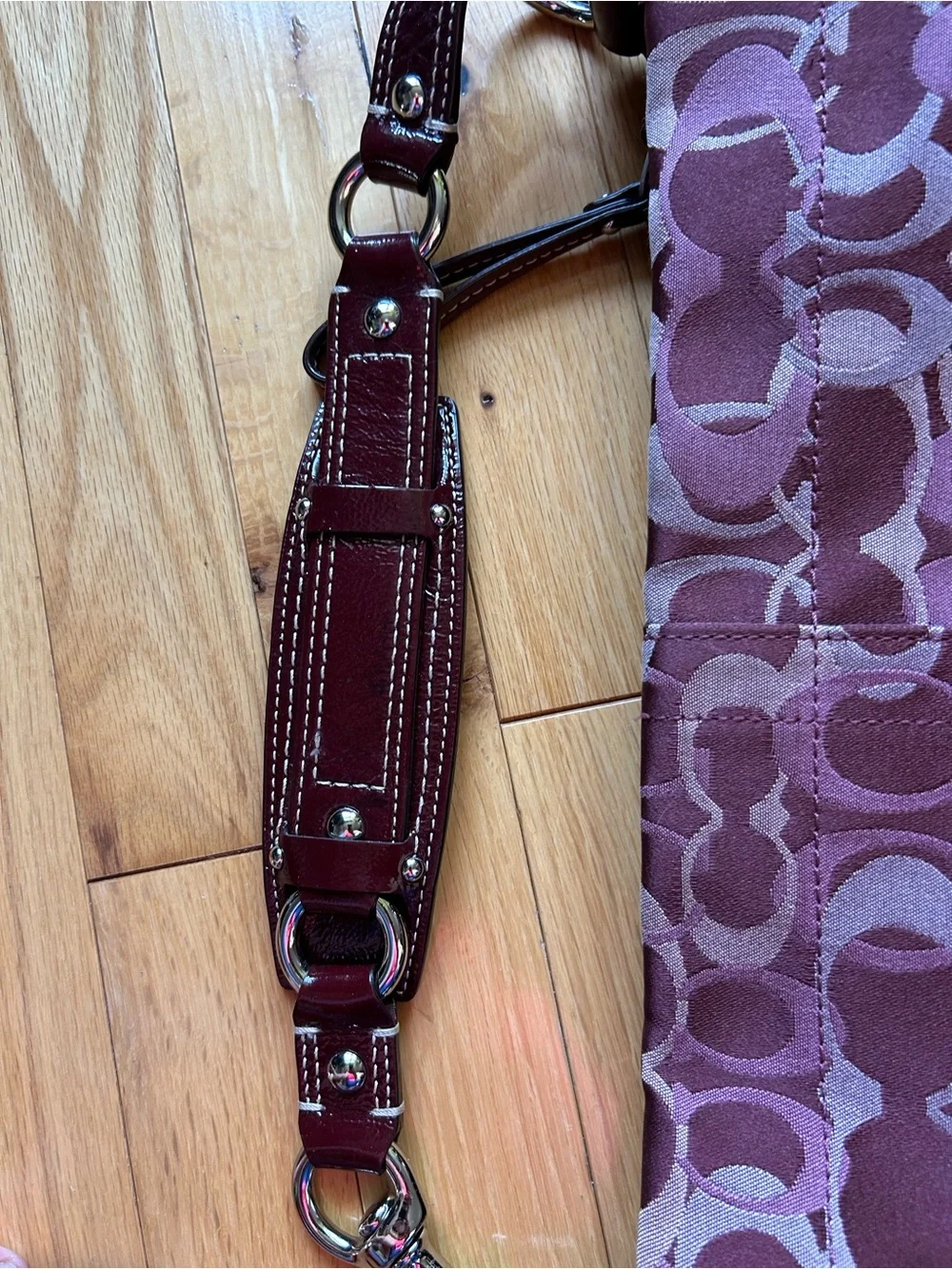 Coach Plum Logo Jacquard Shoulder Bag